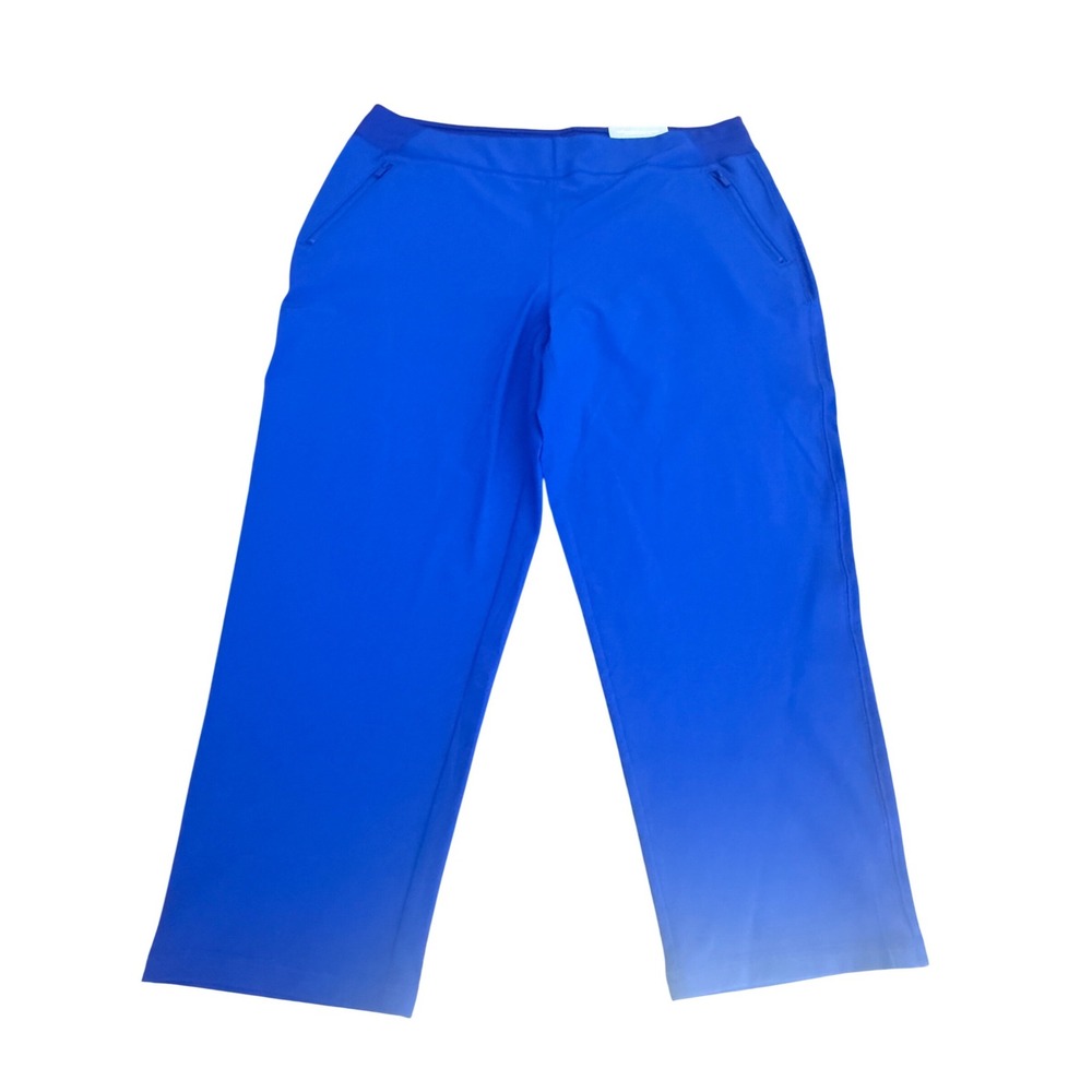 Chicos Zenergy Knit Waist Crop Pants Blue Grotto UPF 50+ Size 2.5 14 NWT Pull On